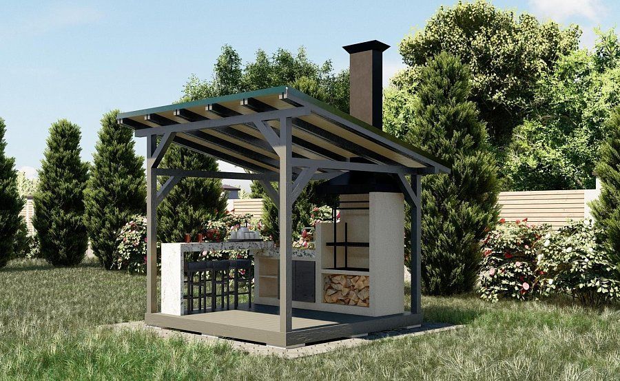 Навес для мангала и барбекю Шустино