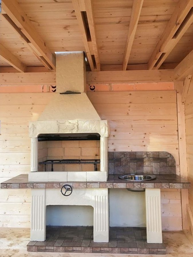 Печь № 14 — Печь барбекю с широкой топкой и рабочим столом (или мойкой)