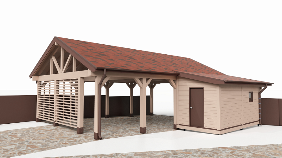 Навес для автомобилей с хозблоком САНРЕМО